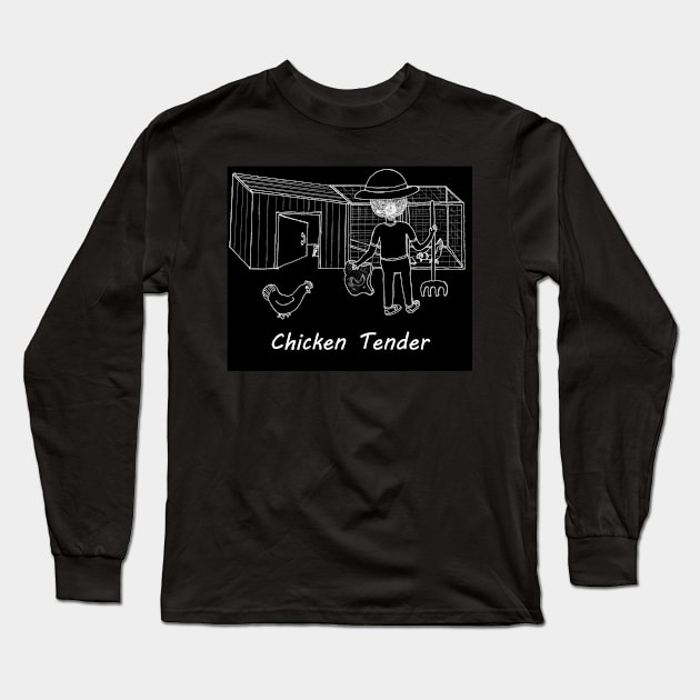 Chicken Tender Invert Color Black Background Long Sleeve T-Shirt by kinetic-passion